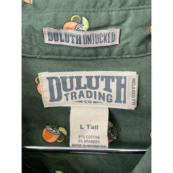 Duluth Trading Moscow Mule Cocktail Print Button Front Shirt Large Tall Green - Picture 3 of 7